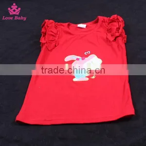 High Quality Embroidered Bunny Girls Cotton Summer Short Ruffle Outfits Kids Boutique Outfit thumbnail-3