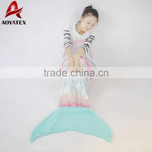 New Design Gradient Color Flannel Fleece Mermaid Tail Blanket thumbnail-2