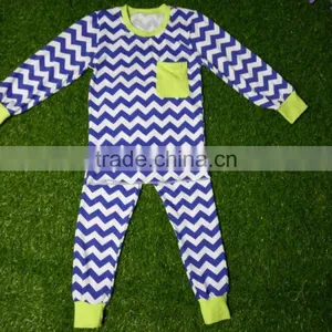 Hot Sale Winter Kids Christmas Pajamas Wholesale 100% Cotton Pajamas Fabic Girls Chevron Printing Clothes Sets Boutique Design thumbnail-1