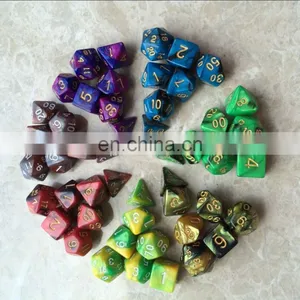 High Quality Multi-Sided Dice New 7pc/lot Dice Set With Marble Effect d4 d6 d8 D10 D10 D12 D20 DUNGEON and DRAGONS Rpg Dice Game thumbnail-1