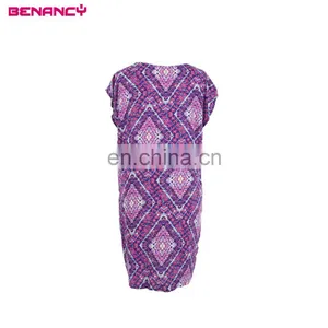 OEM Factory Price Indonesia Rayon Tile Print Tunic Dress thumbnail-2