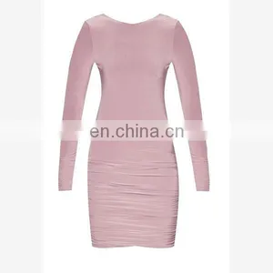 Latest Sexy Women Wear Fashion Dress Slinky Drape Back Ruched Bodycon Dress thumbnail-5