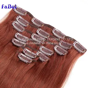 Top Quality 120g / 160g / 220g / 260g Cheap 100% Human Hair Double Drawn Clip in Hair Extension thumbnail-3