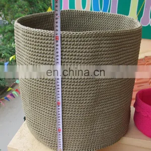Storage Basket Made From Poly Yarn Hand Crocheted thumbnail-1