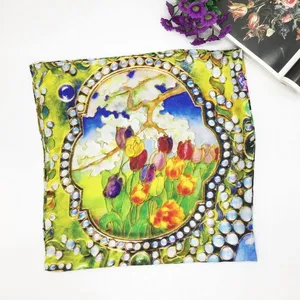 Super Soft Lady's Fashionable Custom Digital Printed Silk Scarf thumbnail-1