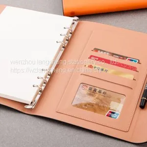2020 New 6 Ring Bind Notebook Custom a5 Planner Kraft Diary Calendar Card Holder Logo Printing Notebook thumbnail-3