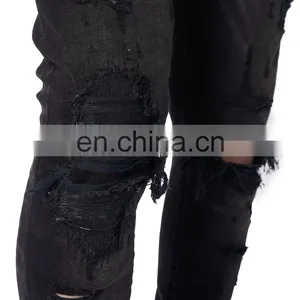 DiZNEW CUSTOM WHOLESALE STRAIGHT SLIM FIT RIPPED JEANS MEN thumbnail-3
