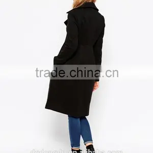 2016 New Fashion Girls Black Double Breasted Ladies Winter Coat thumbnail-3