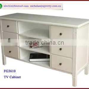 White Wooden MDF TV Cabinet With Drawers / Wooden Living Room Furniture thumbnail-2