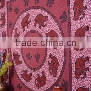 Indian Tapestry Cotton Maroon Mandala Elephants Vintage Wall Hanging Tapestries Throw Bedsheet thumbnail-3