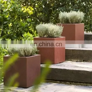 Customize Round/square Corten Steel Stainless Steel Planters Wholesale From China Factory Corten Steel Flower Pot Grow Plants thumbnail-1