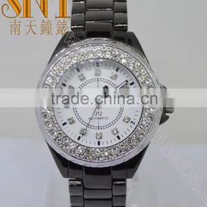 Women Watches Fashion 2015 Japan Quartz Stone Watch,Black Stainless Steel thumbnail-1