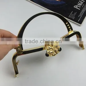 NEW!Top Quality High-grade Gold Metal Bag Frame for Handbag With Flower Pattern Clasp and Handle thumbnail-1