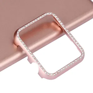 Hot Sale Diamond Metal Protective Cover for Apple Watch Case Series 6 SE 5 4 3 2 Luxury Aluminium Frame Bumper Cases for IWatch thumbnail-5