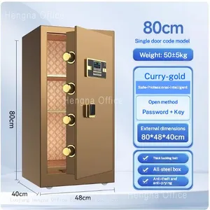 HN-GL60 Luxury Biometric Fingerprint Furniture Safe, Gold, Intelligent Security Box With Leather Interior for Hotel and Residential Project,OEM/ODM thumbnail-2