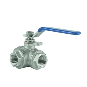 Stainless Steel 304 316 Three-way BSP NPT Female Threaded Ball Valve T Type/ L Type thumbnail-6