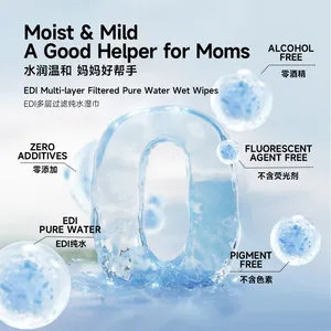 Baby Wet Wipes 80 Sheets, Pure Water Formula, Alcohol-Free, Extra Thick & Soft, for Baby Hand Mouth & Hip Cleaning, Household Wholesale thumbnail-3