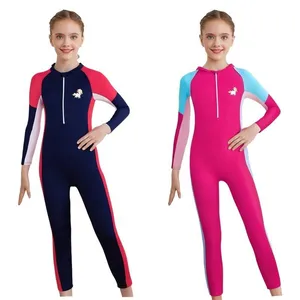 3-14 Girls Fashion One Piece Rash Guard Swimsuit Full Body Sport Beach Bathing Suit Custom Swimwear With Logo Swimming Vacation thumbnail-1