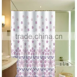 2016 New Design Purple Flowers Printed 100% Polyester Shower Curtain for Hotel, Family, Waterproof Bath Curtain thumbnail-1