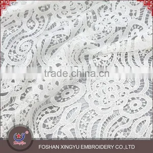 Hot Sale Fashion White Net Embroidery Woven Designer Fabric Design for Fashion Clothing thumbnail-2