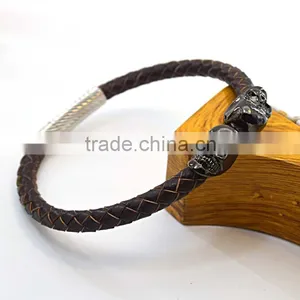 Skull Costume Jewellry Wholesale Leather Bracelet thumbnail-4