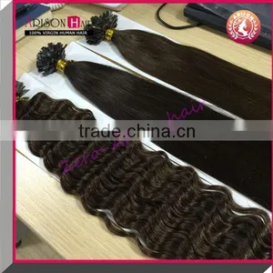 100% Indian Cheap Virgin Remy Human Keratin Hair Extension Pr-bonded Flat Tip Keratin Tipped Human Hair Extension thumbnail-6