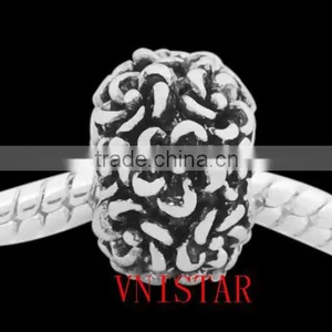 Vnistar Hot Antique Silver Plated Flower Raised Metal Bead Fot for European Bracelet Jewelry PBD1858 thumbnail-1