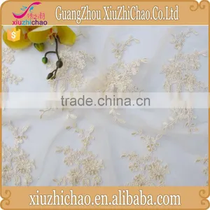 M0089(5.0)Fashion Designs Women's Dress Fabric 100% Polyester Gold Embroidered 135cm New York Wholesale Fabric Lace thumbnail-1