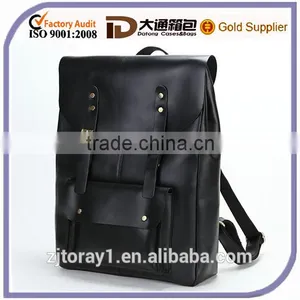 Black Leather Backpack Bag Work Backpack for Men thumbnail-1