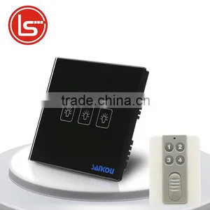3Gang1Way UK Wall Light Switches AC110V~250V SANKOU Touch Remote Switch&Controller Black Crystal Glass Panel With LED Indicator thumbnail-1