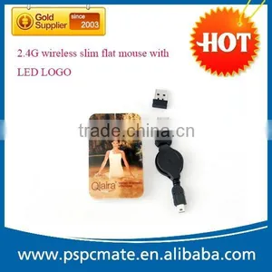 Rechargeable 2.4G Wireless Flat Slim Mouse With Led LOGO for Promotional Gift thumbnail-3
