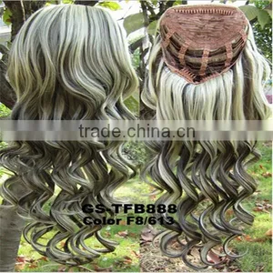 Long, Straight 3/4 Fall Half Wig Hair Piece With Layers in Light Blonde Mix thumbnail-1