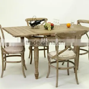 Antique Style Solid OAk Wooden Dining Table /Extensible Conference Table (DT-515F-OAK,90CM) thumbnail-1