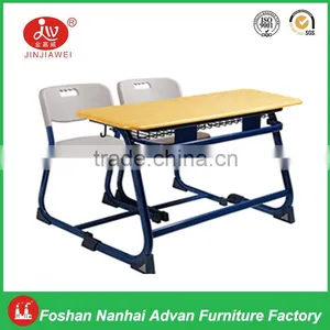 High Quality Plastic Europe Style Study Ergonomic Double Student Desk and Chair School Sets thumbnail-2