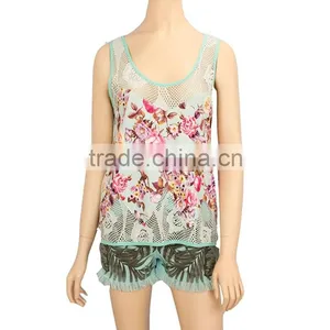 2015 Own Design Sleeveless Sexy 95%Polyester 5%Spandex Mesh Front Print Women SUMMER Tank Top thumbnail-2