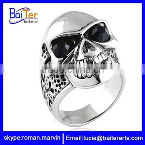 Wholesale Titanium 316L Stainless Steel Skull Wedding Rings thumbnail-2