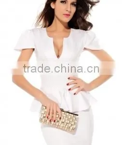 High Quality Beautiful Women Carrer Dress With OL Design Pink thumbnail-6