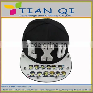 2014 Newest Design Round Brim Front Plastic Letters Nailed 6 Panel Snapback Caps thumbnail-1