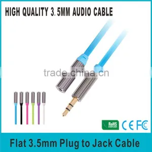 High Quality Metal Cover Flat 3.5mm Male to Female Audio Extension Cable-Blue thumbnail-1