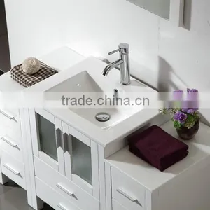 Water Proof Solid Wood Hand Wash Basin White Vanity Bathroom Furniture Wooden Cabinet No.3200C thumbnail-3