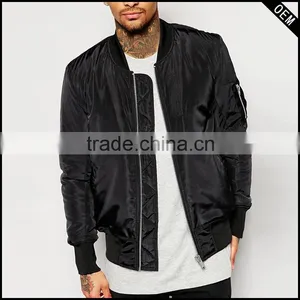 Side Pockets Ribbing Cuff Mens Fashion Jacket Wholesale Round Neck Zip Opening Custom Bomber Jackets thumbnail-1