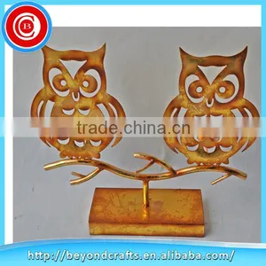 Wholesale Lovely Gold Practical Metal Owl Decor Candle Holder thumbnail-1