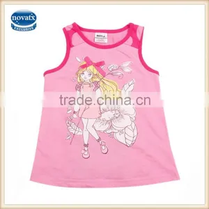 (N3823p) Pink 2-6Y Wholesale Nova Kids Vest Fashion Design Cotton Children Girls Print Vest thumbnail-1