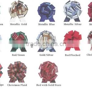 Large Plain Poly Ribbon Pom Pom PULL BOW thumbnail-1
