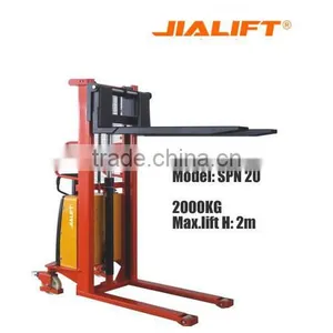 Semi-electric Hydraulic Stacker-- Semi-power Forklift Stacker-- Electrical Lifting and Muanl Push--Heavy Duty Stacker SPN20 thumbnail-1