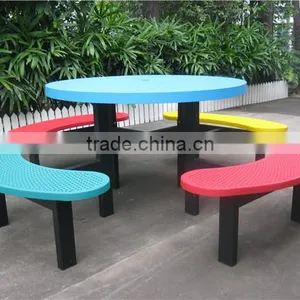 Outdoor Furniture Set Metal Picnic Table Set Outdoor Table and Bench thumbnail-1
