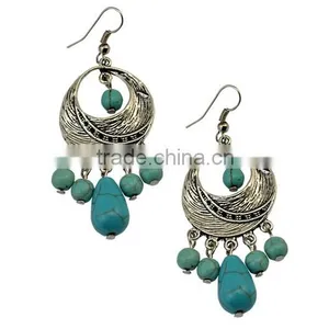 New Design Bohemia Jewelry Drop Pendant Vintage Turquoise Earrings For Women thumbnail-3