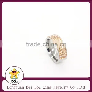 2015 Women Champagne Crystal Stone Stainless Steel Rings thumbnail-1