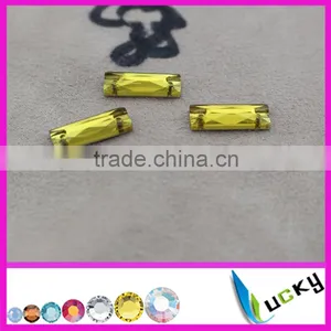 Jonquil Color 6*18mm Rectangle Shape Sew on Crystals/glass With Holes Flat Back Rhinestone thumbnail-3