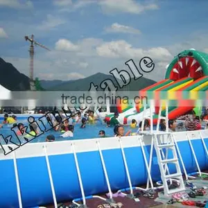 Portable Plastic Swimming Pool Equipment , Inflatable Amusement Water Park KKSP-L001 thumbnail-1